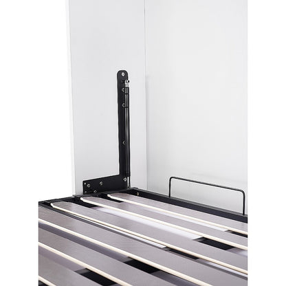 Queen Wall Bed in White Gloss – Space Saving Murphy Bed Kit with Gold Door Handle