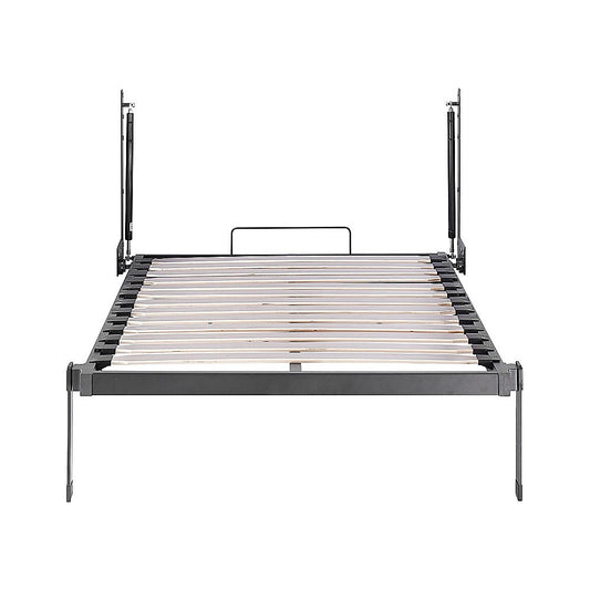 Single Wall Bed in White Gloss – Space Saving Murphy Bed Kit with Black Door Handle