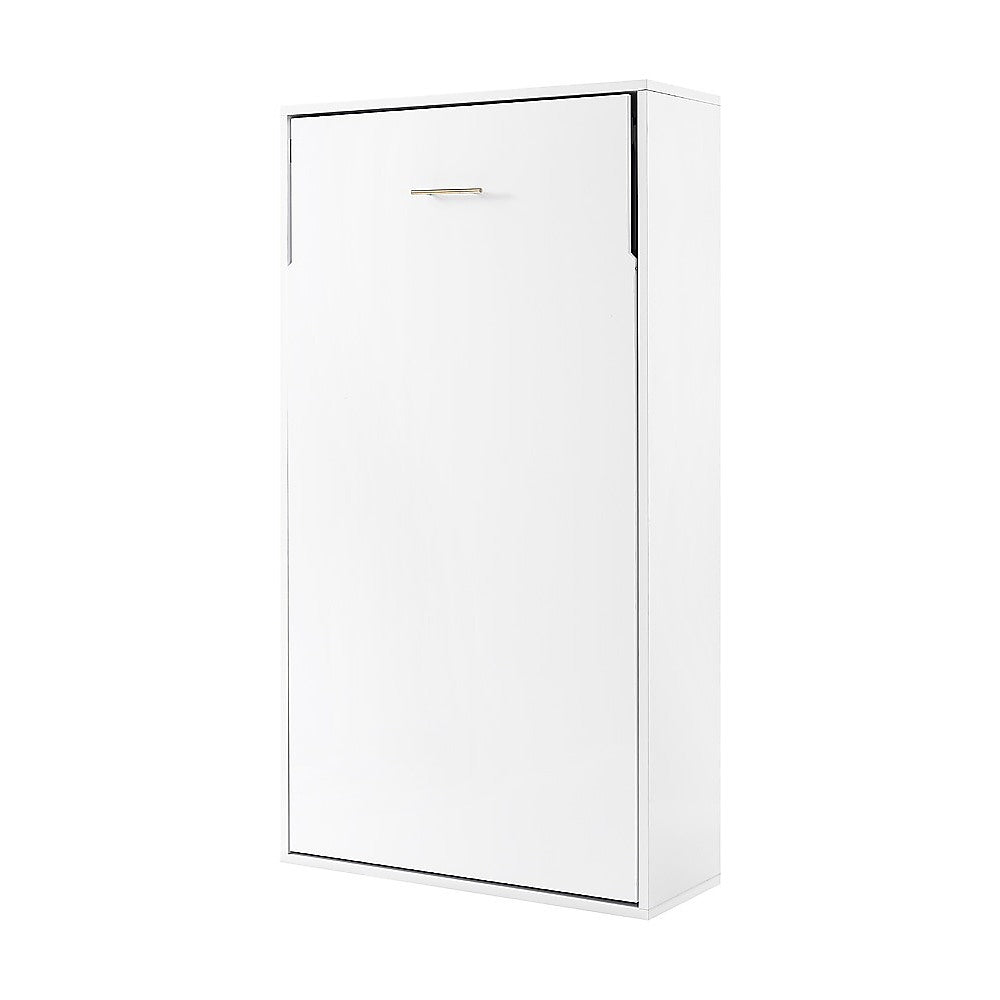 Single Wall Bed in White – Space Saving Murphy Bed Kit with Black Door Handle