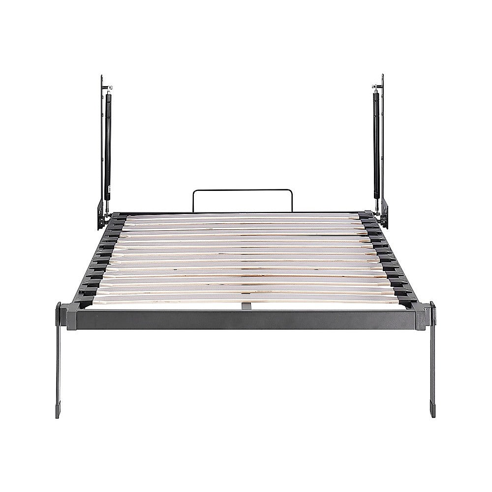 Single Wall Bed in White – Space Saving Murphy Bed Kit with Gold Door Handle