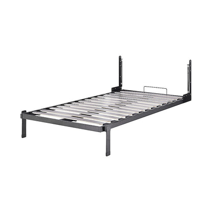 King-single Wall Bed in White Gloss – Space Saving Murphy Bed Kit with Silver Door Handle