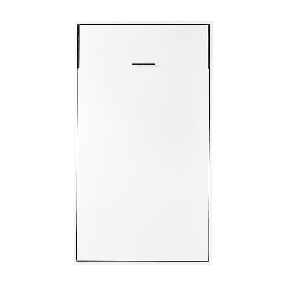 King-single Wall Bed in White – Space Saving Murphy Bed Kit with Silver Door Handle