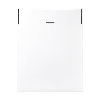 Queen Wall Bed in White – Space Saving Murphy Bed Kit with Black Door Handle