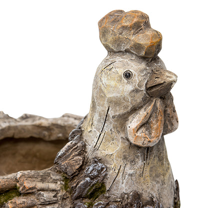 Rustic Rooster Planter w Hole & Plug 31cm