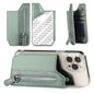 2 Pcs Green Multifunction Stick-On Phone Wallet - PU Leather Card Holder with Zipper & Flip Cover