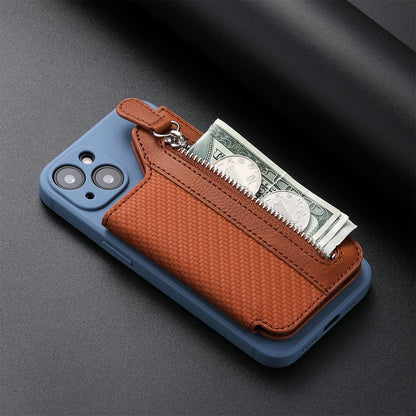 2 Pcs Green Multifunction Stick-On Phone Wallet - PU Leather Card Holder with Zipper & Flip Cover