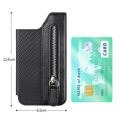 2 Pcs Khaki Multifunction Stick-On Phone Wallet - PU Leather Card Holder with Zipper & Flip Cover