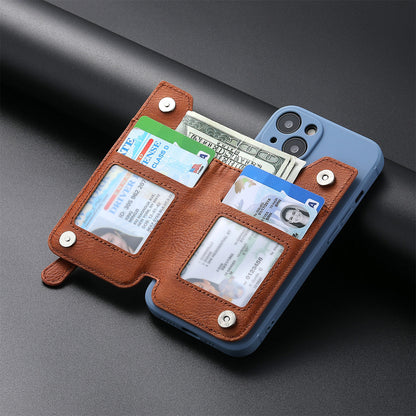2 Pcs Brown Multifunction Stick-On Phone Wallet - PU Leather Card Holder with Zipper & Flip Cover