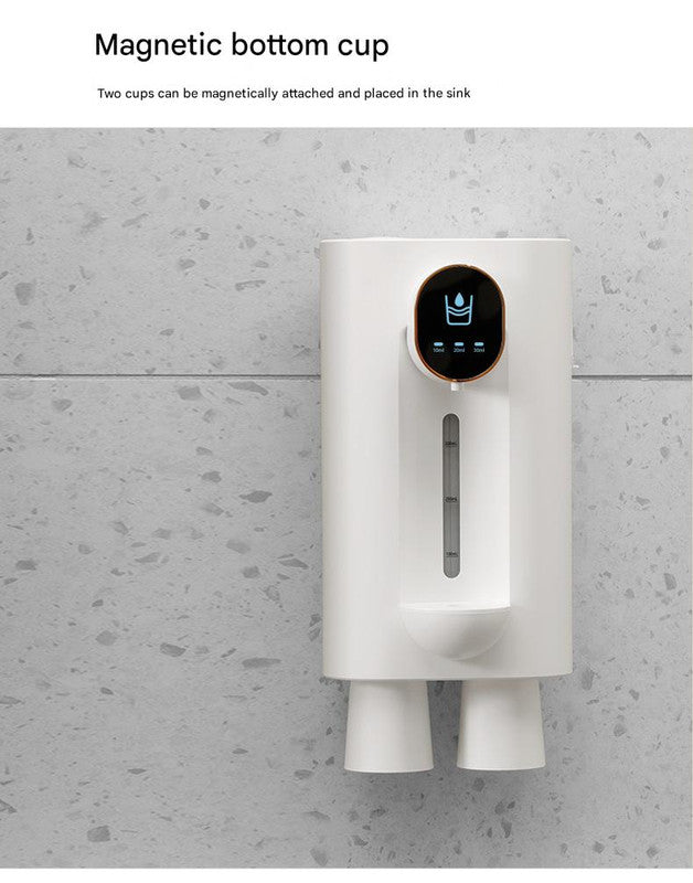 Smart Automatic Mouthwash Dispenser - Wall-Mounted, 3 Adjustable Levels, LED Display & Magnetic Cups(Black)