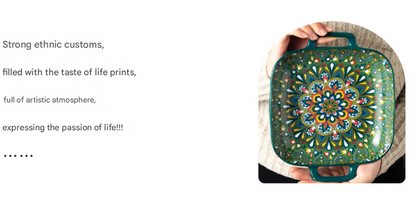 Kalia 9-Inch Bohemian Ceramic Double-Handled Square Plate