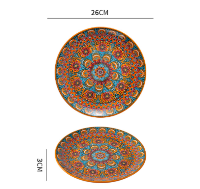 Gulpulsar Orange 10-Inch Bohemian Ceramic Shallow Plate