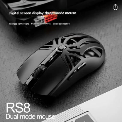 Tri-Mode Wireless Gaming Mouse - 1KHz Polling, 10000 DPI, Digital Display, Lightweight 73g(White)