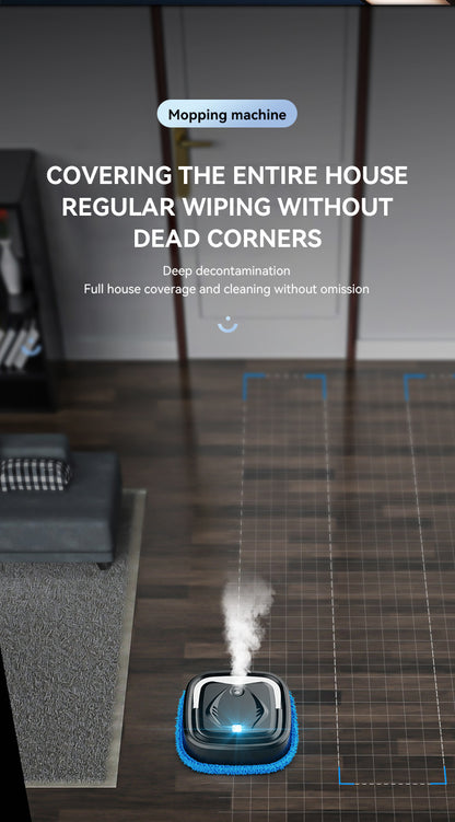 Black Smart Robotic Floor Mop with Humidifier Spray - Ultra-Slim Automatic Wet & Dry Floor Cleaner