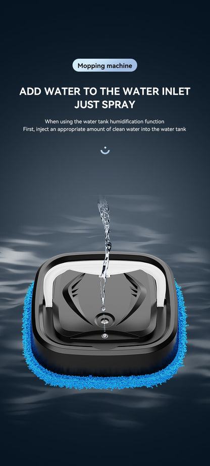 Black Smart Robotic Floor Mop with Humidifier Spray - Ultra-Slim Automatic Wet & Dry Floor Cleaner