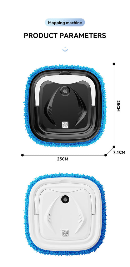Black Smart Robotic Floor Mop with Humidifier Spray - Ultra-Slim Automatic Wet & Dry Floor Cleaner