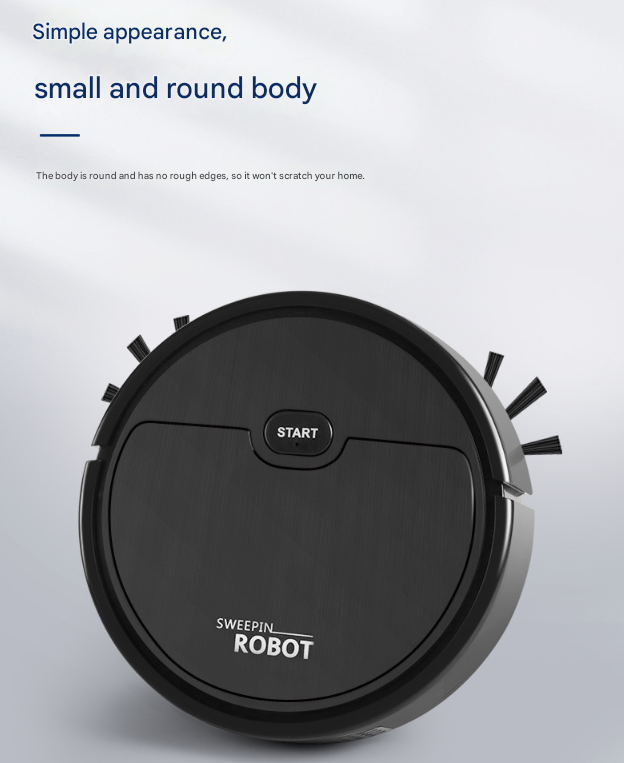 Black 3-in-1 Smart Robot Vacuum Cleaner - Automatic Sweeping, Mopping & Suction for Hard Floors & Pet Hair