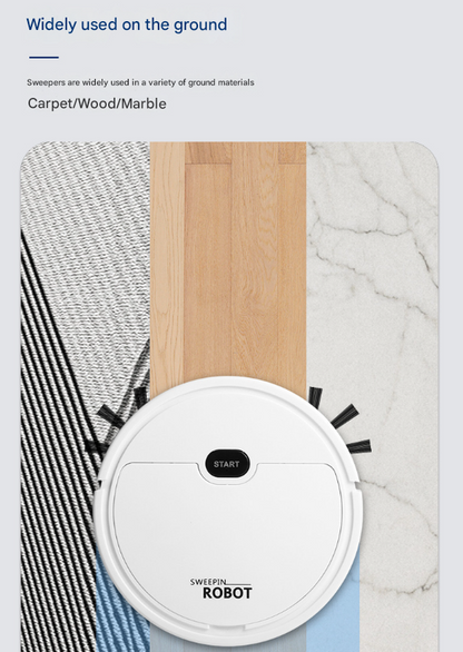 Black 3-in-1 Smart Robot Vacuum Cleaner - Automatic Sweeping, Mopping & Suction for Hard Floors & Pet Hair