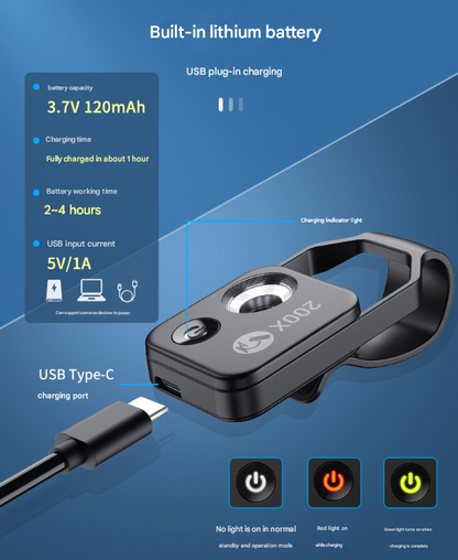 White Portable 200X Clip-On Microscope Lens for Smartphone - HD Pocket Magnifier with CPL Filter and LED Light(excluding mobile phones)