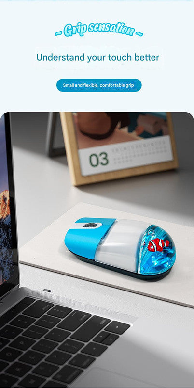 Whimsical 2.4G Wireless Mouse with Floating Animal Design - Comfortable, Quiet & Portable(blue)