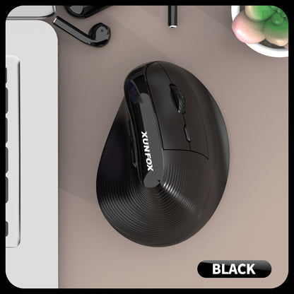 Two Ergonomic Vertical Wireless Mouse - Dual Mode (2.4G & Bluetooth), 5 Adjustable DPI, Silent Clicks, Rechargeable(black)