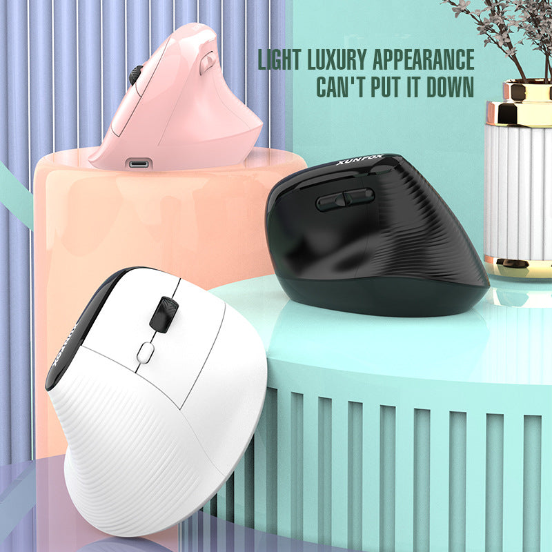 Two Ergonomic Vertical Wireless Mouse - Dual Mode (2.4G & Bluetooth), 5 Adjustable DPI, Silent Clicks, Rechargeable(white)