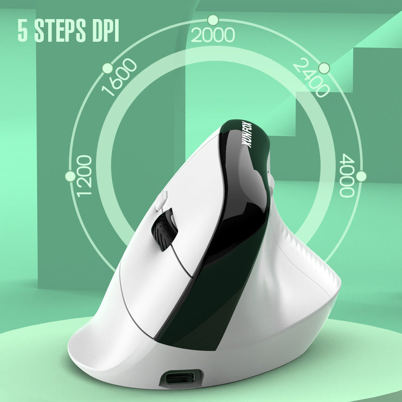 Two Ergonomic Vertical Wireless Mouse - Dual Mode (2.4G & Bluetooth), 5 Adjustable DPI, Silent Clicks, Rechargeable(white)