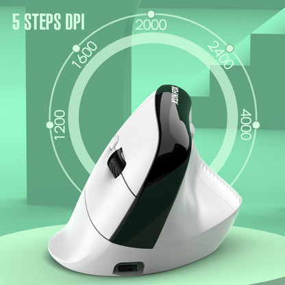 Two Ergonomic Vertical Wireless Mouse - Dual Mode (2.4G & Bluetooth), 5 Adjustable DPI, Silent Clicks, Rechargeable(white)