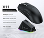 High-Performance Tri-Mode Wireless Gaming Mouse - 22000 DPI, Rechargeable, with RGB Charging Dock(black)