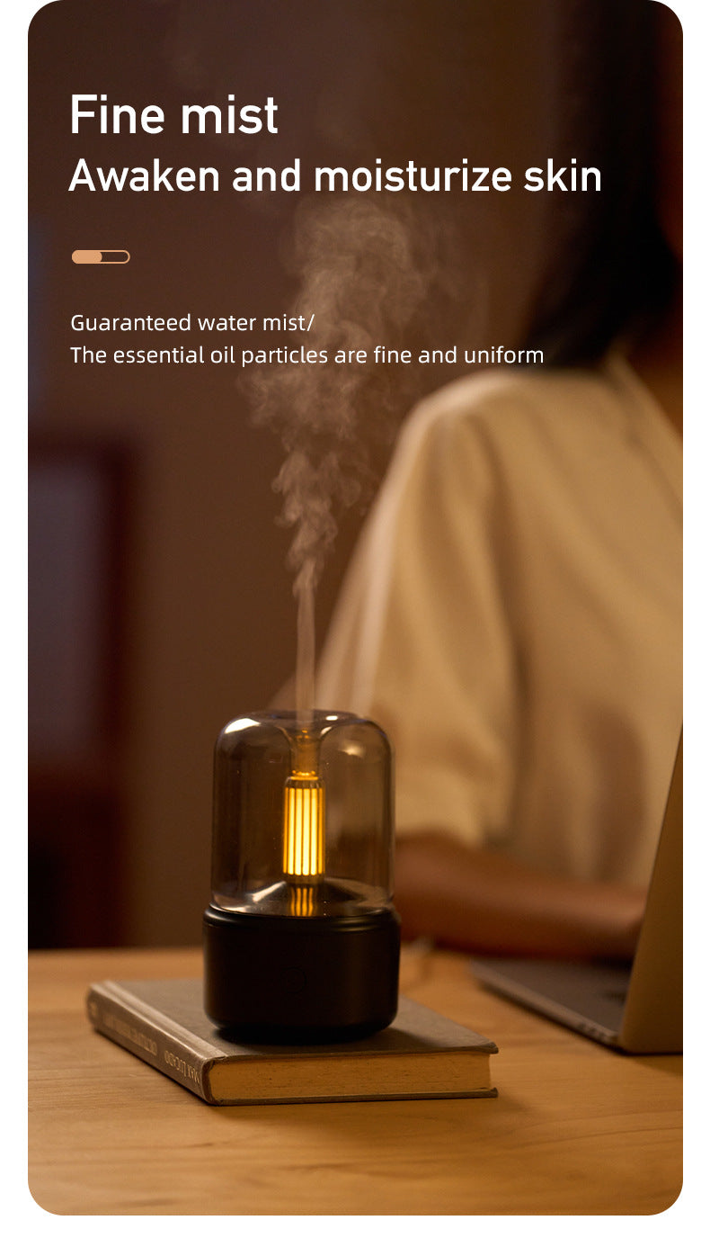 White Creative Candleligh Aromatherapy Diffuser USB Desktop Ambient Candle Lamp Humidifier