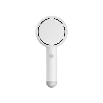 White 2-in-1 Handheld Fan with LED Makeup Mirror - Portable USB Rechargeable Beauty Light Fan with Desktop Base - 3 Speed Quiet Airflow for Travel & Summer