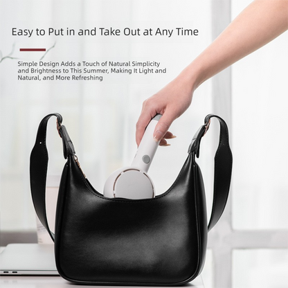 White 2-in-1 Handheld Fan with LED Makeup Mirror - Portable USB Rechargeable Beauty Light Fan with Desktop Base - 3 Speed Quiet Airflow for Travel & Summer