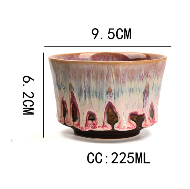 Beige 225ml Ceramic Kiln Glazed Coffee Latte Art Cup - Retro Style Matcha Bowl