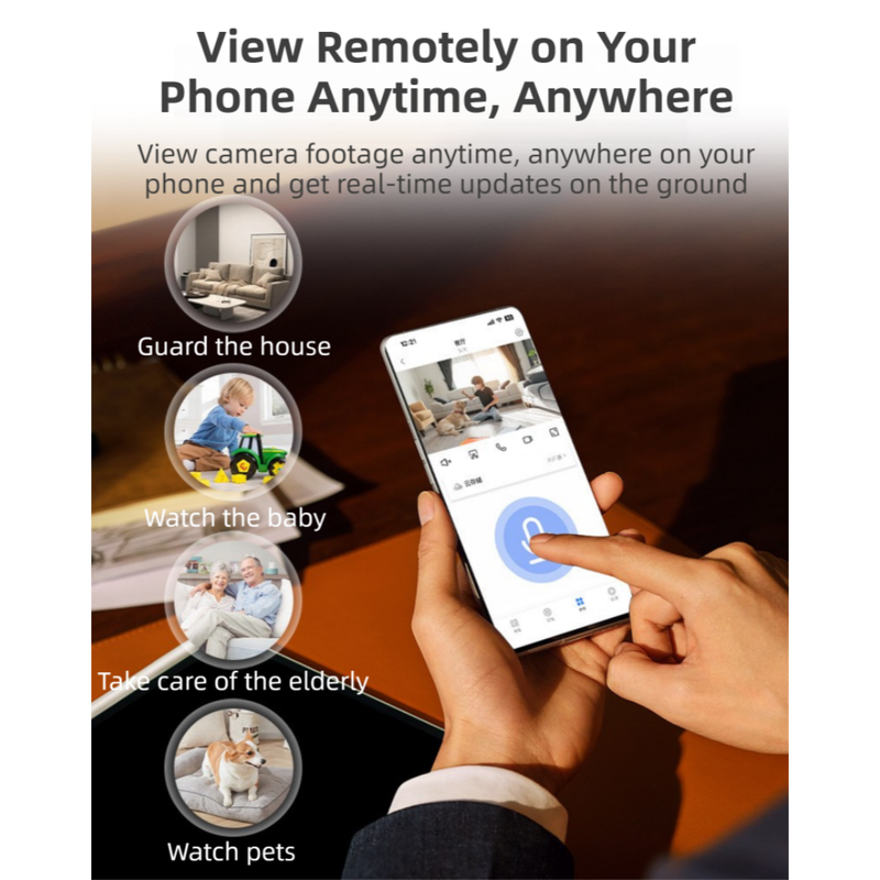 Wireless WiFi Security Camera(5.4x5.4x9CM) - 1080P HD Infrared Night Vision Indoor/Outdoor Surveillance, Phone Remote View,  and Two-Way Audio & AI Human Detection Alarm