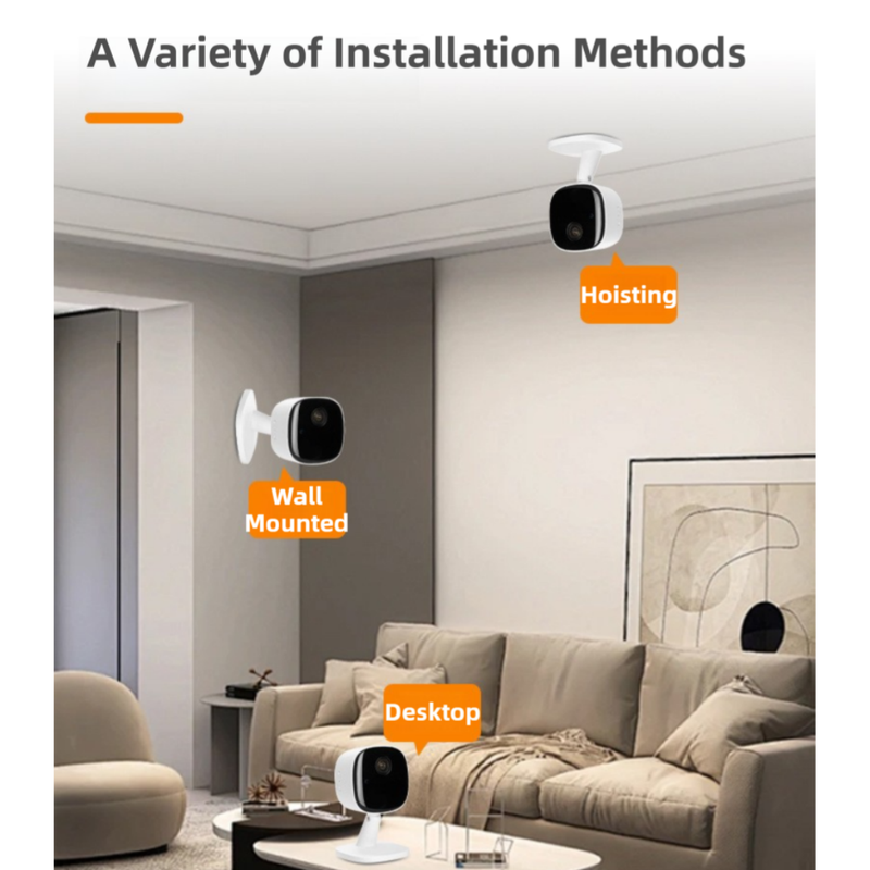 Wireless WiFi Security Camera(5.4x5.4x9CM) - 1080P HD Infrared Night Vision Indoor/Outdoor Surveillance, Phone Remote View,  and Two-Way Audio & AI Human Detection Alarm