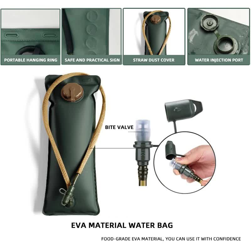 Outdoor Black 3L Hydration Bladder for Running & Cycling - Eco-Friendly PEVA Material Water Reservoir Pack Insert with Bite Valve & 93CM Water Pipe