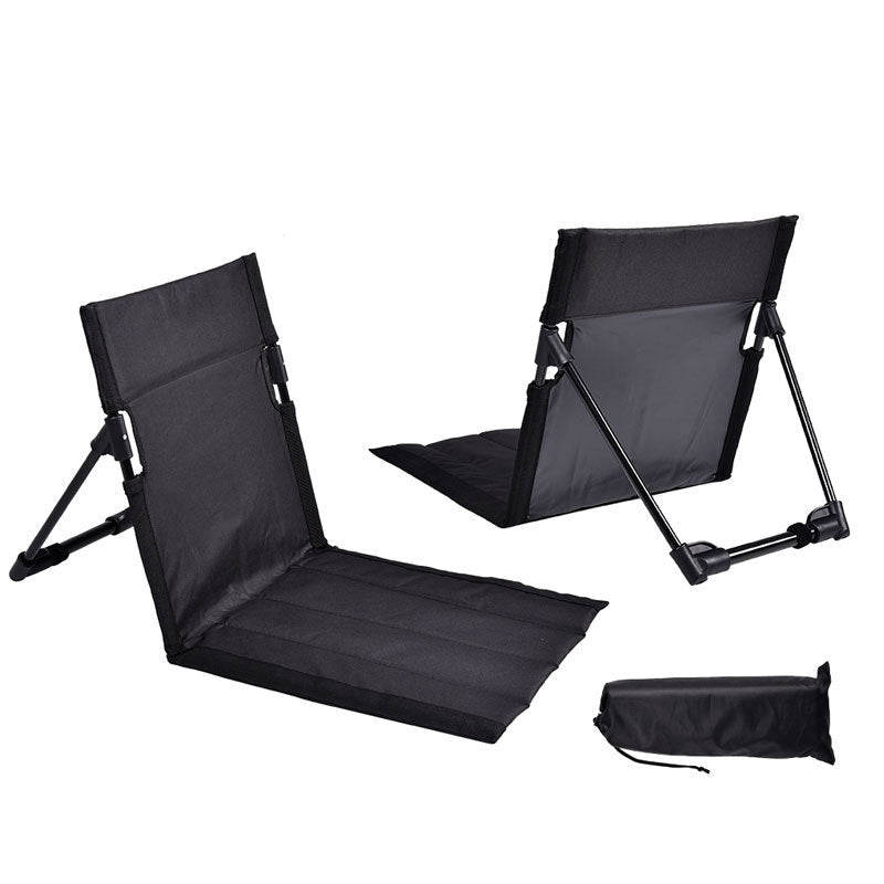 Black Portable Folding Beach Lounger Chair with 600D Oxford Fabric and Aluminum Frame – Lightweight Outdoor Garden Camping Chair in Australia