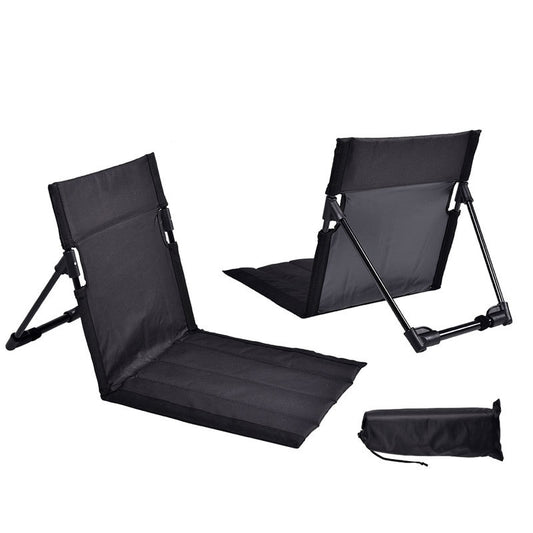 Black Portable Folding Beach Lounger Chair with 600D Oxford Fabric and Aluminum Frame – Lightweight Outdoor Garden Camping Chair in Australia