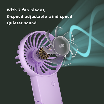 Purple 2 Pack Mini Portable Handheld Fan Foldable Desktop Personal Fan USB Rechargeable Pocket Fan with 3 Speeds for Travel Office and Outdoor