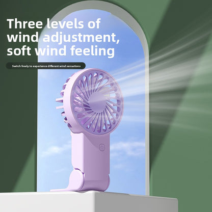 Purple 2 Pack Mini Portable Handheld Fan Foldable Desktop Personal Fan USB Rechargeable Pocket Fan with 3 Speeds for Travel Office and Outdoor