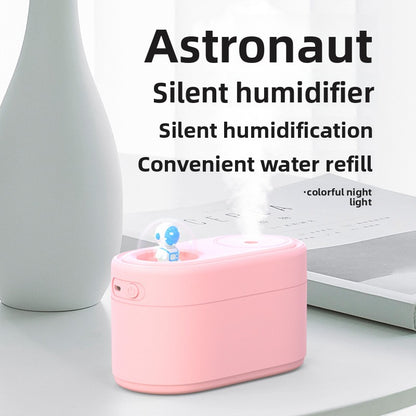 Green Rechargeable Mini Astronaut Air Humidifier USB Desktop Cool Mist Humidifier with 7-Color LED Night Light for Bedroom and Office