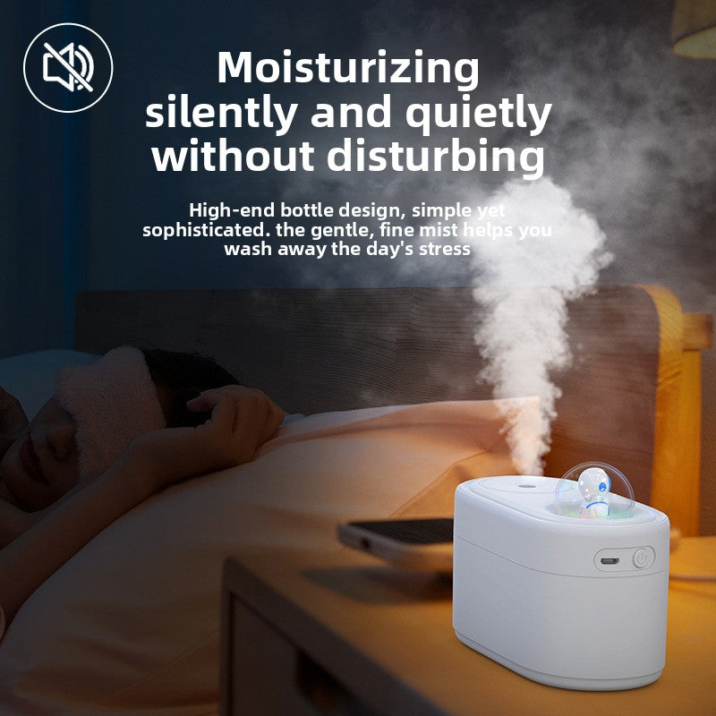 Pink Rechargeable Mini Astronaut Air Humidifier USB Desktop Cool Mist Humidifier with 7-Color LED Night Light for Bedroom and Office