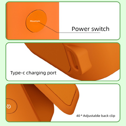 Orange Portable Handheld Fan 350 Degree Rotation Foldable Neck Hanging Waist Fan with Magnetic Base LED Display 5 Speed Personal Fan