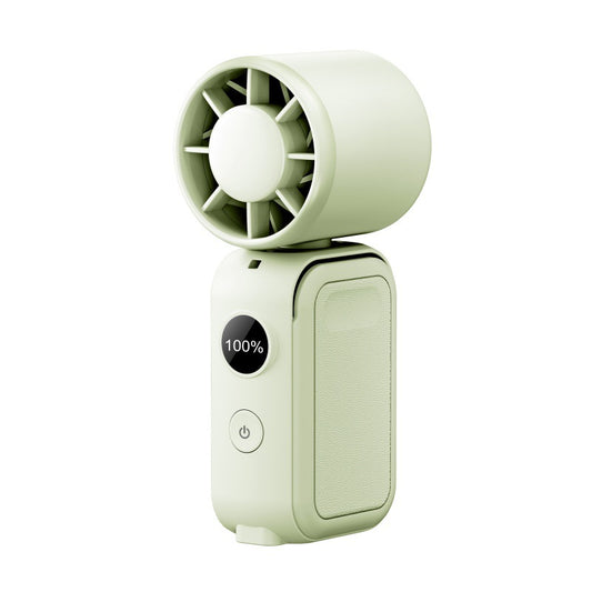 Light green Portable Handheld Fan 350 Degree Rotation Foldable Neck Hanging Waist Fan with Magnetic Base LED Display 5 Speed Personal Fan