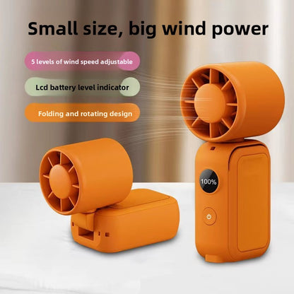 Pink Portable Handheld Fan 350 Degree Rotation Foldable Neck Hanging Waist Fan with Magnetic Base LED Display 5 Speed Personal Fan