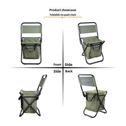 Blue 3-in-1 Portable Folding Camping Chair with Built-in 10L Cooler Bag Lightweight Backpack Stool for Fishing Beach and Outdoor Picnics