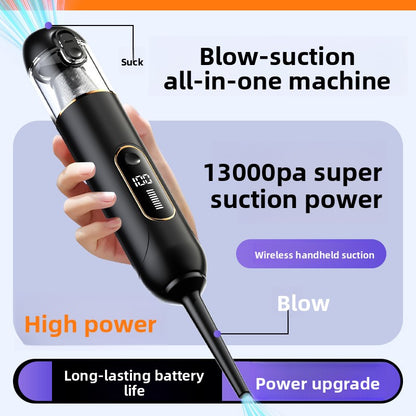 Black 2-in-1 Cordless Handheld Car Vacuum Cleaner and Air Blower Powerful Suction Brushless Motor Portable Duster for Home and Auto
