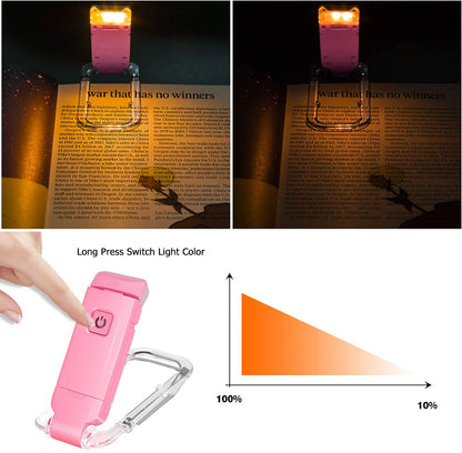2-PCS White Mini USB Rechargeable LED Book Light Eye Protection Reading Lamp with Adjustable Clip and Brightness for Kids Students Travel