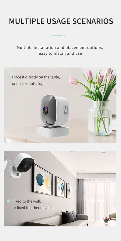 White Smart Indoor Security Camera 3MP HD WiFi Wireless Monitor with Night Vision Two-Way Audio & Motion Detection Ideal for Baby Pet & Home Office