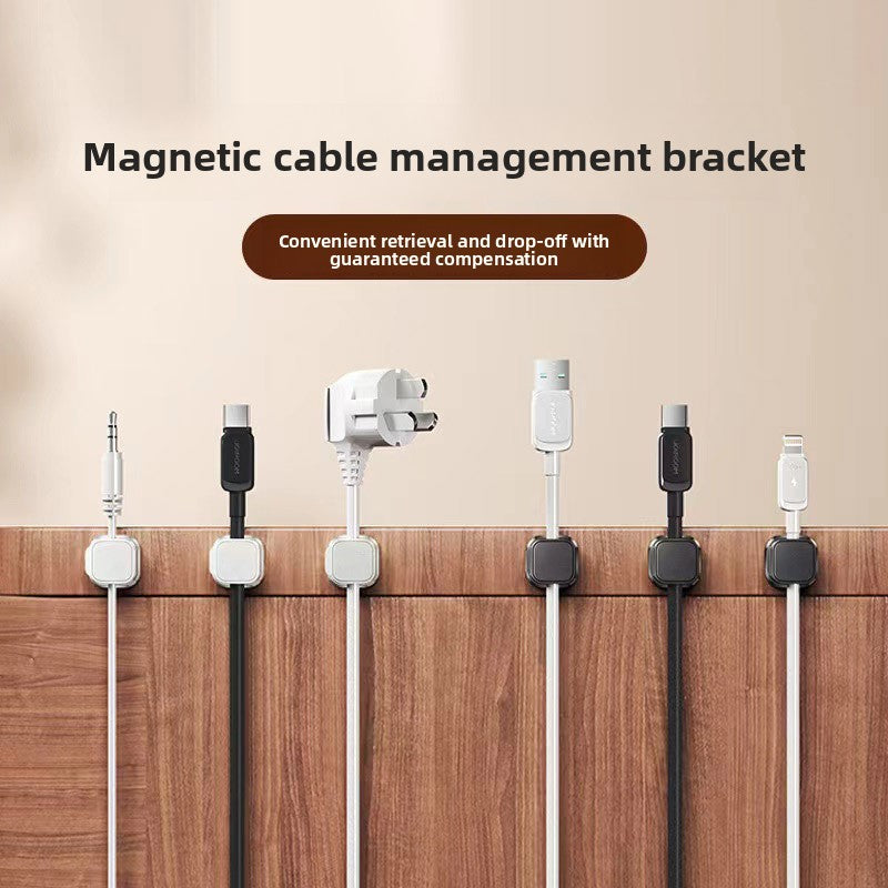 Black 6-Pack Magnetic Cable Organiser Clips Desktop Cord Management for Phone Charger USB Cable Holder