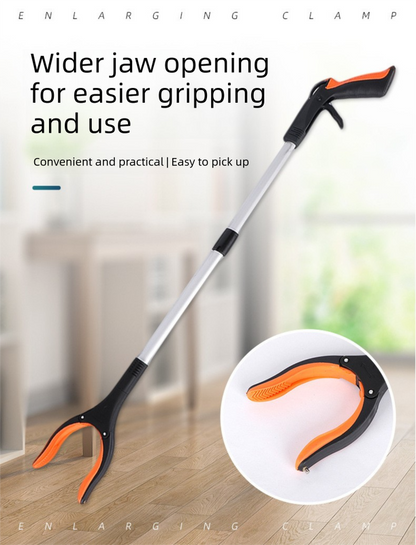 Orange and Black Handle Foldable Grabber Reacher Tool - 83cm Aluminium Litter Picker with Magnetic Tip - Lightweight Mobility Aid for Garden & Home Rubbish Cleanup